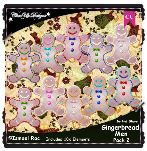 Gingerbread Men Elements CU/PU Pack 2 - Click Image to Close