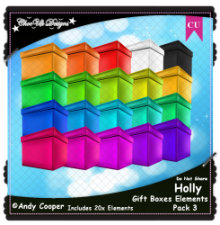 Holly Gift Boxes Elements CU/PU Pack 3