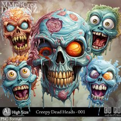 AI - Creepy Dead Heads - CU001 (CU4PU/PNG/PACK)