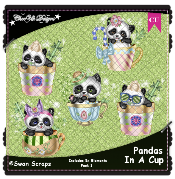 Pandas In A Cup Elements CU/PU Pack 1 - Click Image to Close