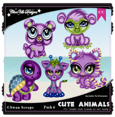 Cute Animals CU/PU Pack 6