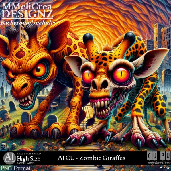AI - CU Zombie Giraffes (CU4PU / PNG) - Click Image to Close
