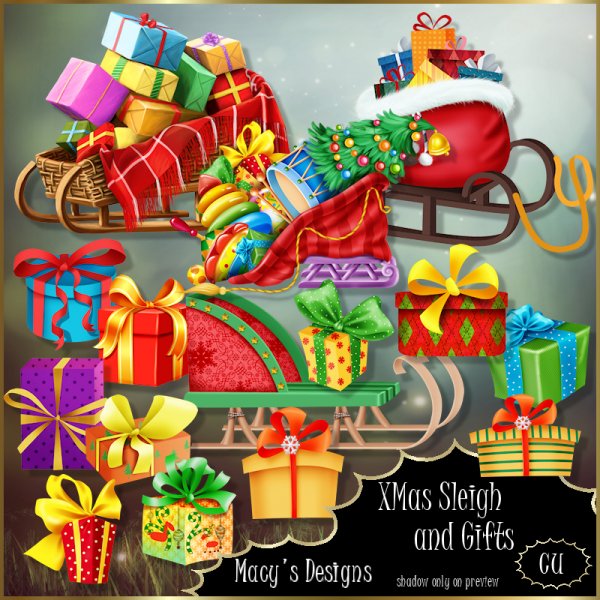 XMas Sleigh and Gifts - Click Image to Close