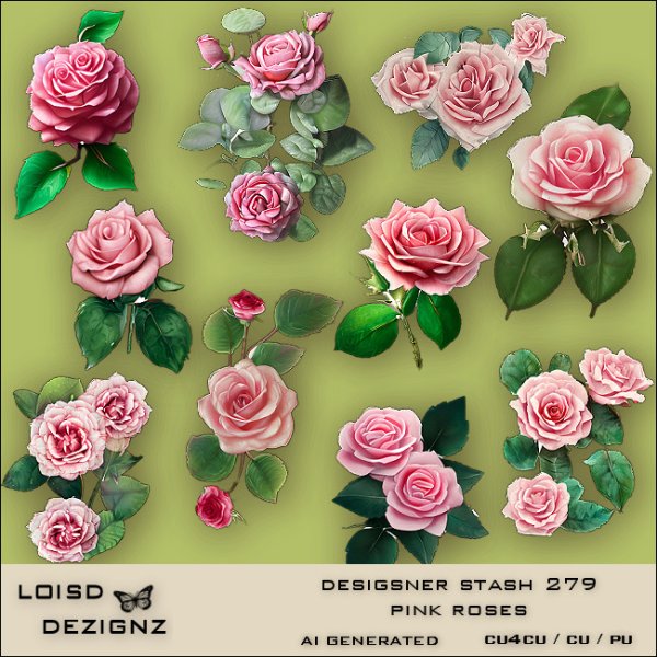 Designer Stash 279 - Pink Roses - Click Image to Close