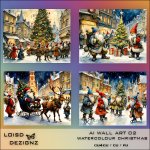 AI - Wall Art 02 - Watercolour Christmas Scenes - cu4cu/cu/pu