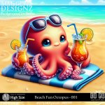 AI - Beach Fun Octopus - CU001 (CU4PU/PNG)