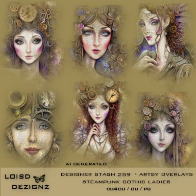 Designer Stash 259 - Artsy Overlays - Steampunk Gothic Ladies -