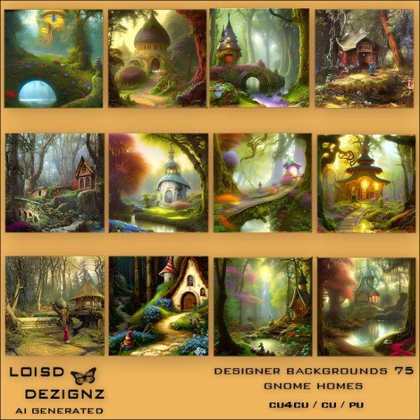 Designer Backgrounds 75 - Fantasy Gnome Homes - cu4cu/cu/pu - Click Image to Close