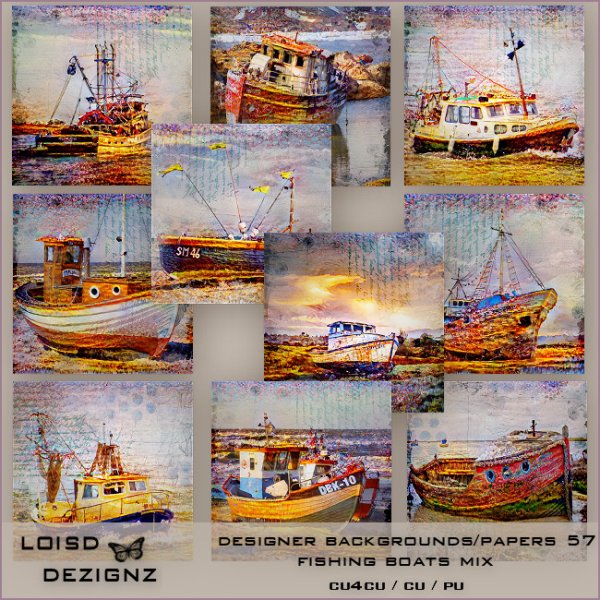 Designer Backgrounds 57 - Fishing Boats - cu4cu/cu/pu - Click Image to Close