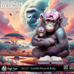 AI - CU Gorilla Mum & Baby (CU4PU/PNG)