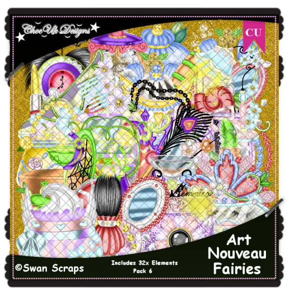 Art Nouveau Fairies Elements CU/PU Pack 6 - Click Image to Close