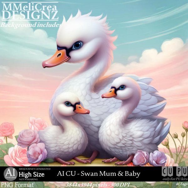 AI - CU Swan Mum & Baby (CU4PU/PNG) - Click Image to Close