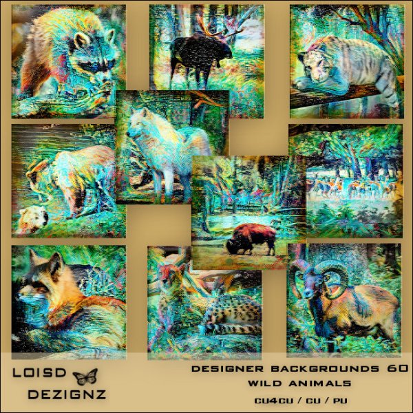 Designer Backgrounds 60 - Wild Animals - cu4cu/cu/pu - Click Image to Close