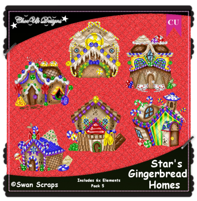Stars Gingerbread Homes Elements CU/PU Pack 5