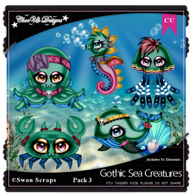 Gothic Sea Creatures CU/PU Pack 3