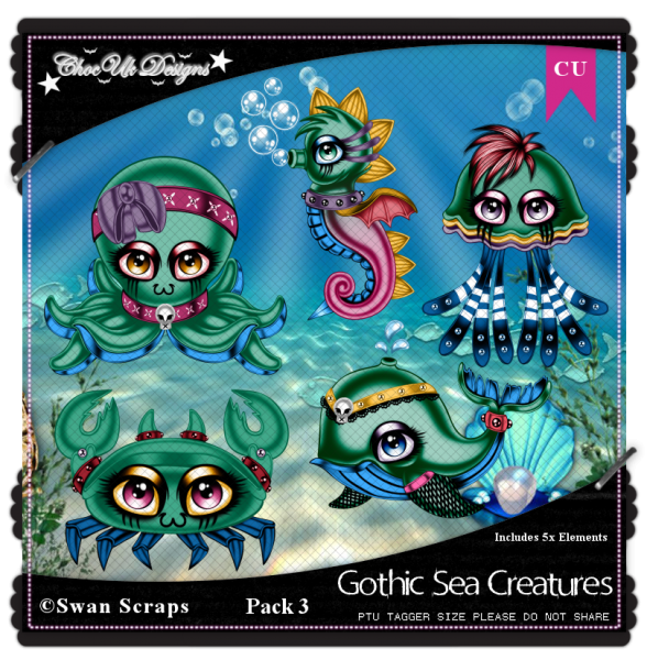 Gothic Sea Creatures CU/PU Pack 3 - Click Image to Close