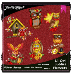 Lil Owl Buddies Elements CU/PU Pack 6 Lil Owl Buddies Elements CU/PU Pack 6