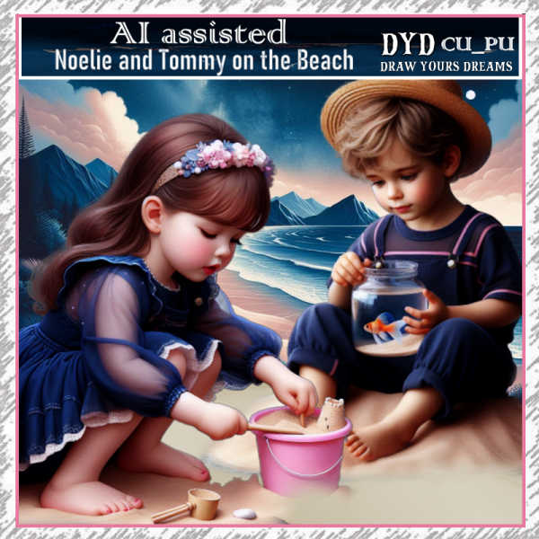 NOELIE AND TOMMY ON THE BEACH - Click Image to Close
