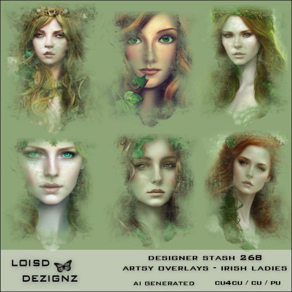 Designer Stash 268 - Artsy Overlays - Irish Ladies - Click Image to Close