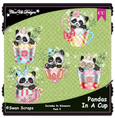 Pandas In A Cup Elements CU/PU Pack 5