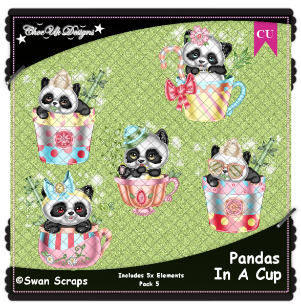 Pandas In A Cup Elements CU/PU Pack 5 - Click Image to Close