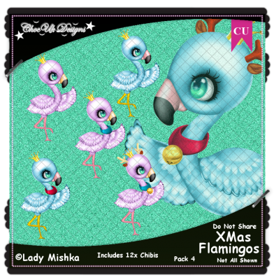 XMas Flamingos CU/PU Pack 4