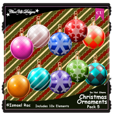 Christmas Ornaments Elements CU/PU Pack 5