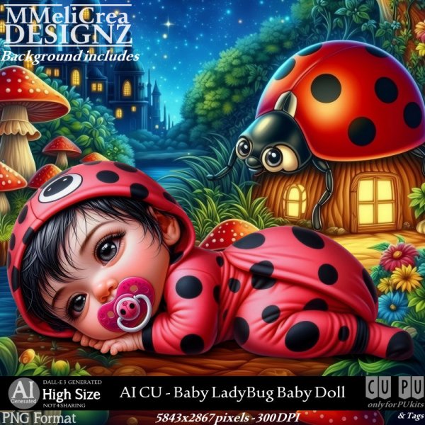 AI - CU Baby LadyBug Baby Doll (CU4PU/PNG) - Click Image to Close