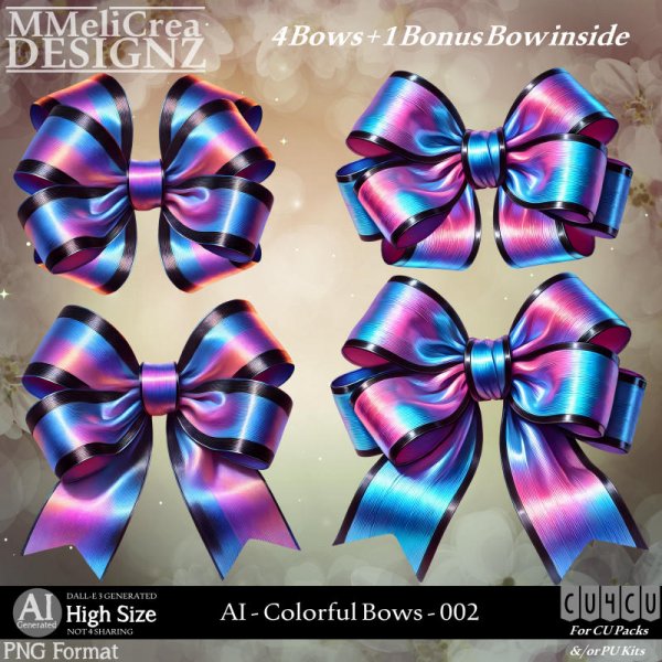 AI - CU4CU - Colorful Bows - 002 (CU4CU/PNG/PACK) - Click Image to Close