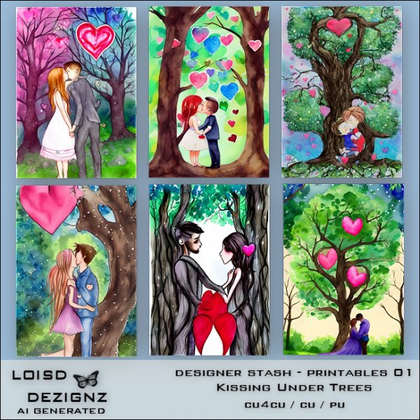 Designer Stash - Printables 01 - Kissing Under Trees - cu4cu/cu/ - Click Image to Close