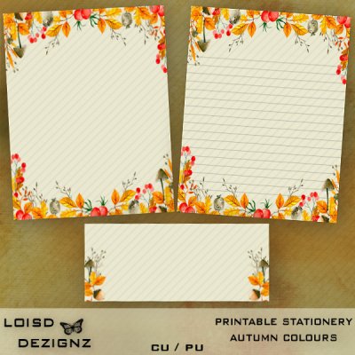 Printable Stationery - Autumn - cu/pu