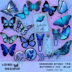 Designer Stash 192 - Butterfly Mix - Blue - cu4cu/cu/pu