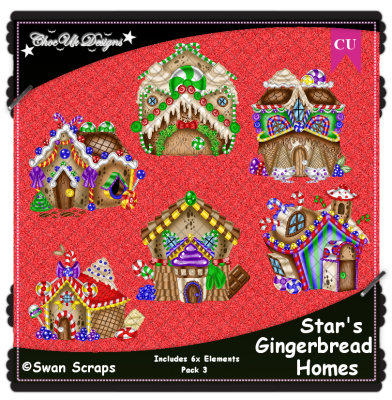 Stars Gingerbread Homes Elements CU/PU Pack 3