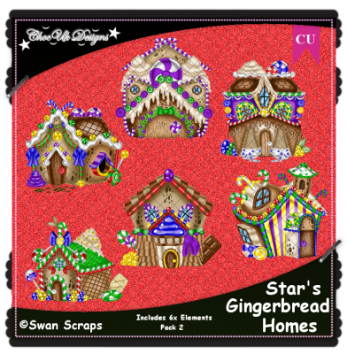 Stars Gingerbread Homes Elements CU/PU Pack 2