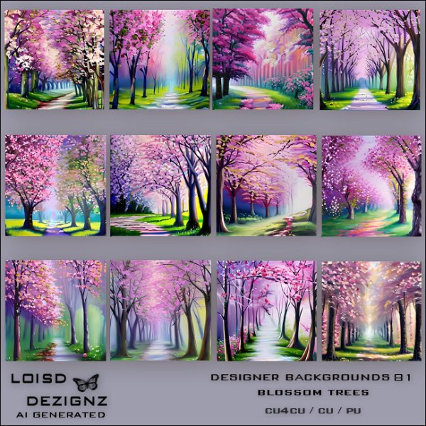Designer Backgrounds 81 - Blossom Trees - cu4cu/cu/pu - Click Image to Close