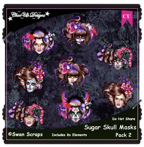 Sugar Skull Masks CU/PU Pack 2 - Click Image to Close