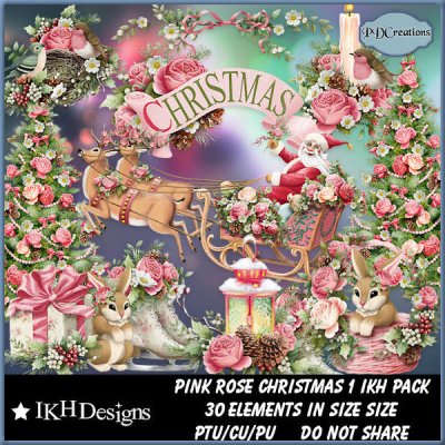 Pink Rose Christmas 1 IKH Pack