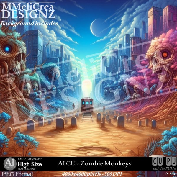 AI - CU Zombie Monkeys (CU4PU / PNG) - Click Image to Close