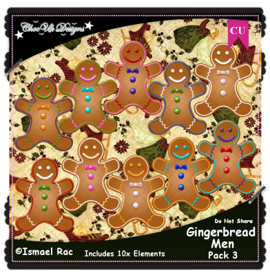 Gingerbread Men Elements CU/PU Pack 3