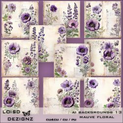 AI Designer Backgrounds 13 - Mauve Floral - cu4cu/cu/pu