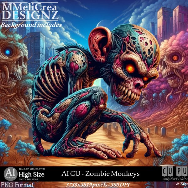 AI - CU Zombie Monkeys (CU4PU / PNG) - Click Image to Close