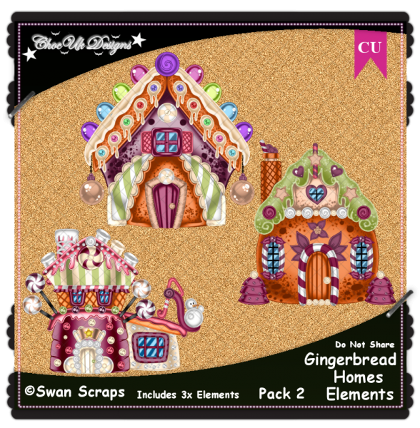 Gingerbread Homes Elements CU/PU Pack 2 - Click Image to Close