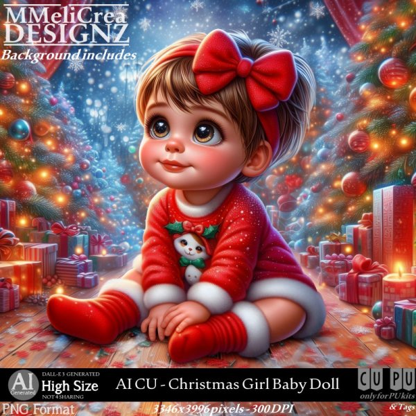 AI - CU Christmas Girl Baby Doll (CU4PU / PNG) - Click Image to Close
