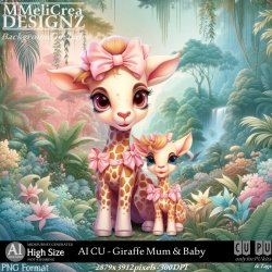 AI - CU Giraffe Mum & Baby (CU4PU/PNG)