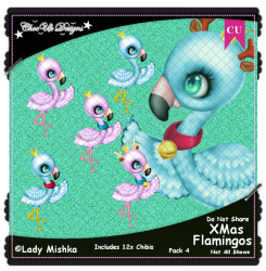 XMas Flamingos CU/PU Pack 4