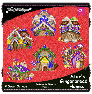 Stars Gingerbread Homes Elements CU/PU Pack 6