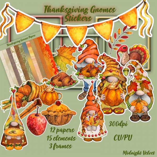 Thanksgiving Gnomies Stickers kit - Click Image to Close