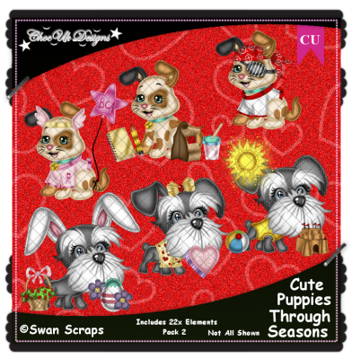 Cute Puppies Through Seasons Elements CU/PU Pack 2