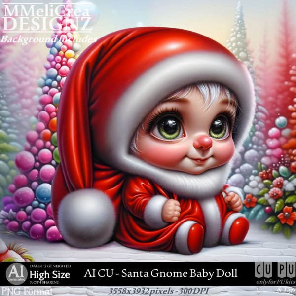 AI - CU Santa Gnome Baby Doll (CU4PU/PNG) - Click Image to Close