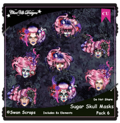 Sugar Skull Masks CU/PU Pack 6 Sugar Skull Masks CU/PU Pack 6